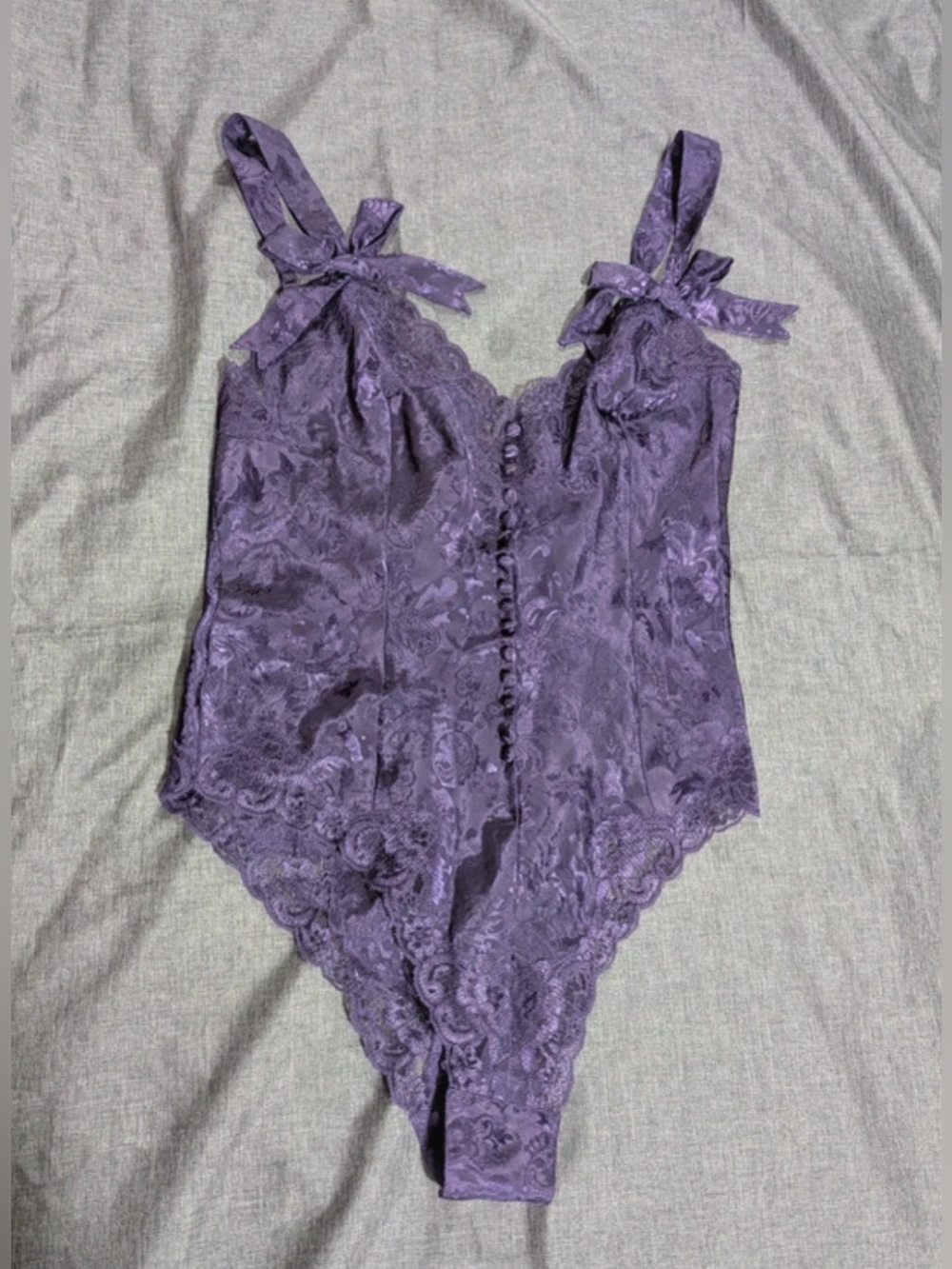 Victoria's Secret Vintage Gold Label Satin Floral Bodysuit Teddy